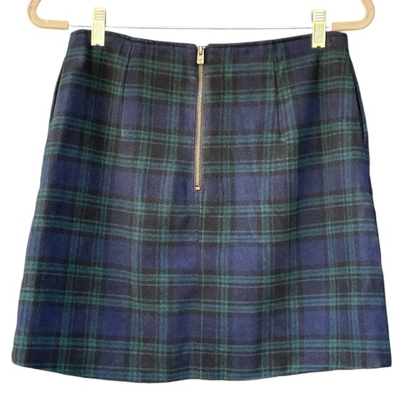 Hollister Plaid Ultra Hi Rise Mini Skirt A-line Lined Preppy Blue Green Y2K M - Picture 3 of 15